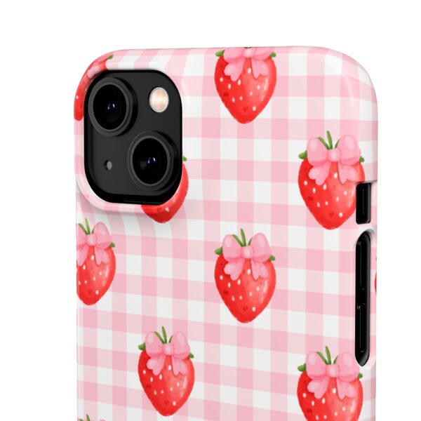 Super Cute Strawberry and Bows Snap Phone Case | Pink Gingham Pattern | Gifts for Her | Summer Accessory - Image 137