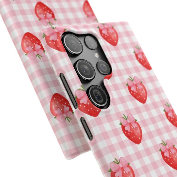Super Cute Strawberry and Bows Snap Phone Case | Pink Gingham Pattern | Gifts for Her | Summer Accessory - Image 200