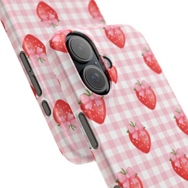 Super Cute Strawberry and Bows Snap Phone Case | Pink Gingham Pattern | Gifts for Her | Summer Accessory - Image 147