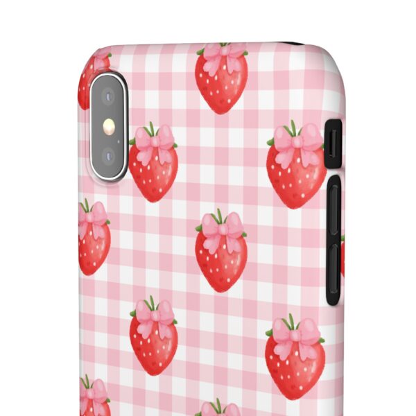 Super Cute Strawberry and Bows Snap Phone Case | Pink Gingham Pattern | Gifts for Her | Summer Accessory - Image 32
