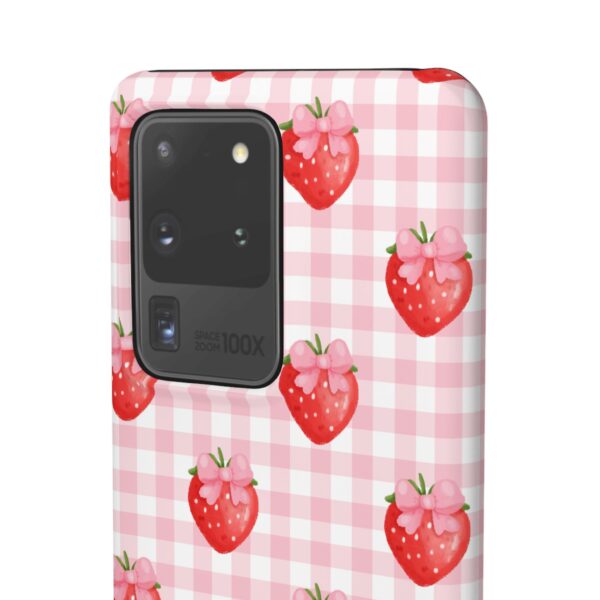 Super Cute Strawberry and Bows Snap Phone Case | Pink Gingham Pattern | Gifts for Her | Summer Accessory - Image 58