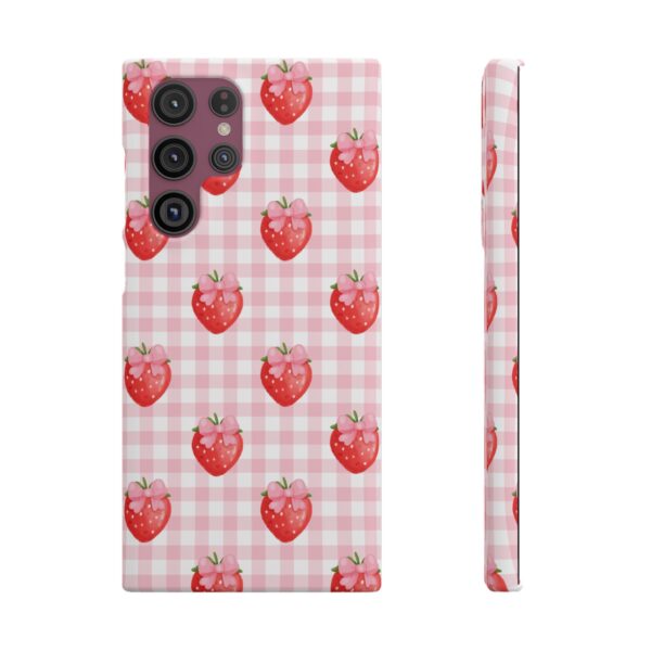 Super Cute Strawberry and Bows Snap Phone Case | Pink Gingham Pattern | Gifts for Her | Summer Accessory - Image 126