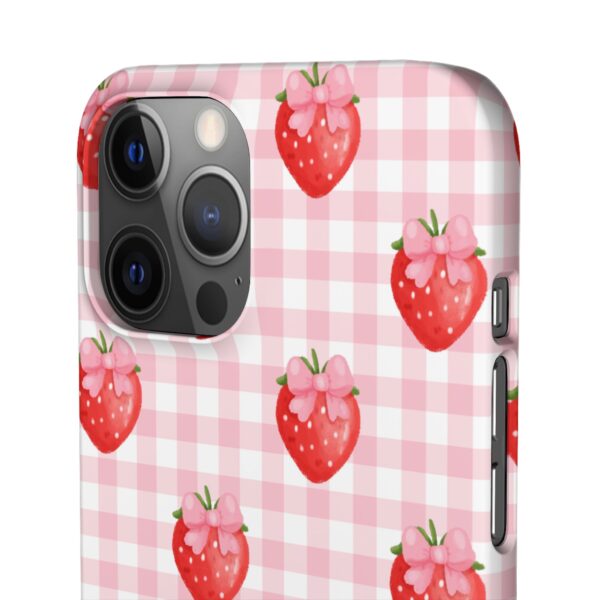 Super Cute Strawberry and Bows Snap Phone Case | Pink Gingham Pattern | Gifts for Her | Summer Accessory - Image 78