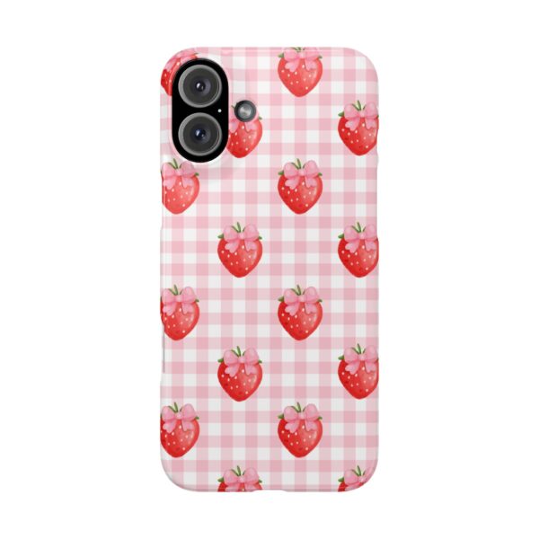 Super Cute Strawberry and Bows Snap Phone Case | Pink Gingham Pattern | Gifts for Her | Summer Accessory - Image 152