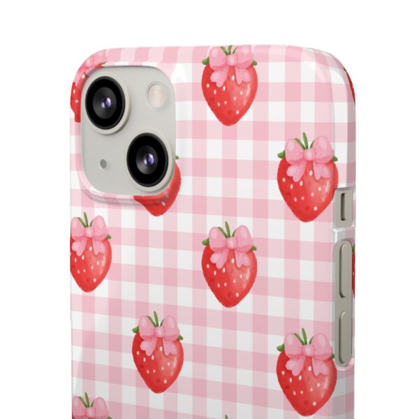 Super Cute Strawberry and Bows Snap Phone Case | Pink Gingham Pattern | Gifts for Her | Summer Accessory - Image 80