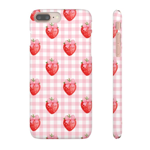 Super Cute Strawberry and Bows Snap Phone Case | Pink Gingham Pattern | Gifts for Her | Summer Accessory - Image 9