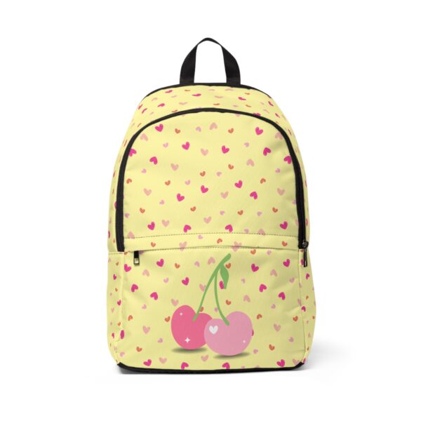Cute Pastel Hearts and Cherries Backpack | Trendy Everyday Tote | Back-to-School