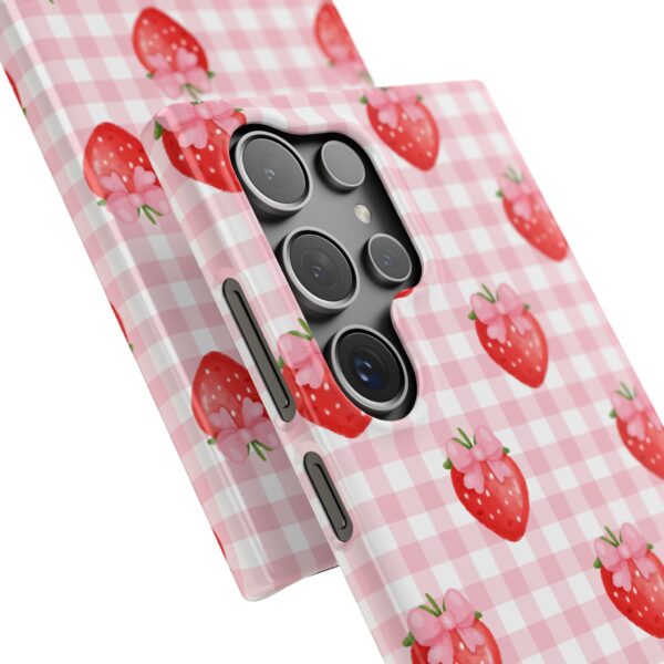 Super Cute Strawberry and Bows Snap Phone Case | Pink Gingham Pattern | Gifts for Her | Summer Accessory - Image 186