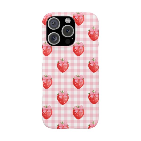Super Cute Strawberry and Bows Snap Phone Case | Pink Gingham Pattern | Gifts for Her | Summer Accessory - Image 150