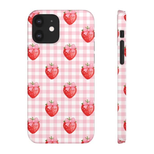 Super Cute Strawberry and Bows Snap Phone Case | Pink Gingham Pattern | Gifts for Her | Summer Accessory - Image 69