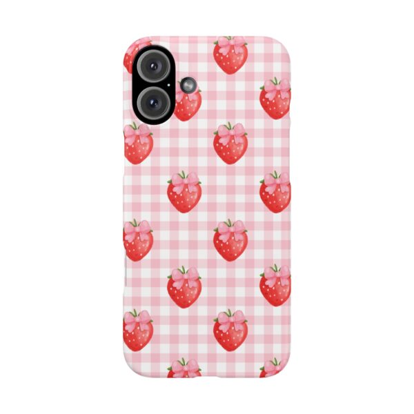 Super Cute Strawberry and Bows Snap Phone Case | Pink Gingham Pattern | Gifts for Her | Summer Accessory - Image 154