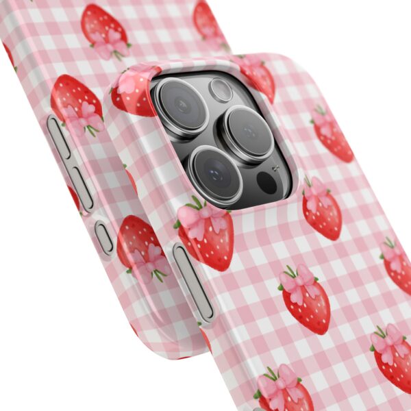 Super Cute Strawberry and Bows Snap Phone Case | Pink Gingham Pattern | Gifts for Her | Summer Accessory - Image 149