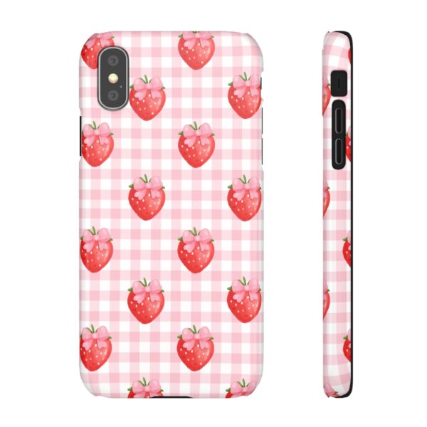 Super Cute Strawberry and Bows Snap Phone Case | Pink Gingham Pattern | Gifts for Her | Summer Accessory - Image 25