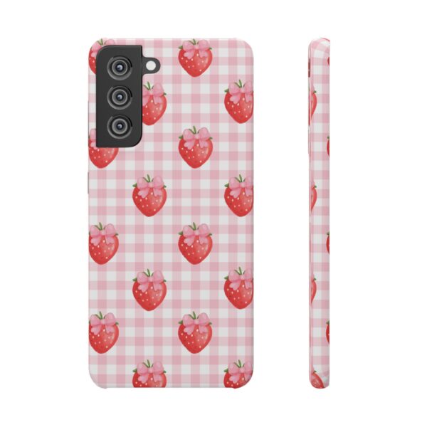 Super Cute Strawberry and Bows Snap Phone Case | Pink Gingham Pattern | Gifts for Her | Summer Accessory - Image 102