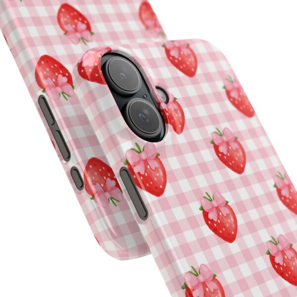 Super Cute Strawberry and Bows Snap Phone Case | Pink Gingham Pattern | Gifts for Her | Summer Accessory - Image 153