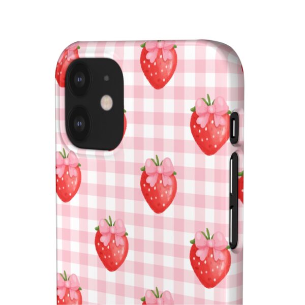 Super Cute Strawberry and Bows Snap Phone Case | Pink Gingham Pattern | Gifts for Her | Summer Accessory - Image 64
