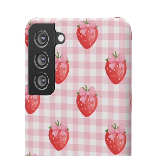 Super Cute Strawberry and Bows Snap Phone Case | Pink Gingham Pattern | Gifts for Her | Summer Accessory - Image 107