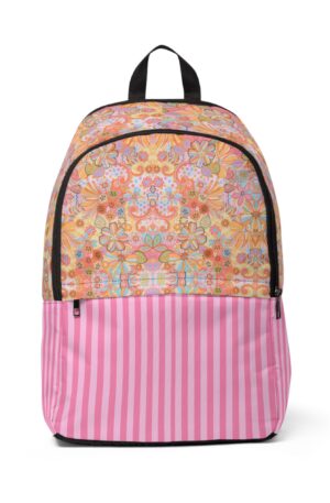 Colorful Retro Floral and Stripes Backpack | Super Cute | Functional | Back-to-School