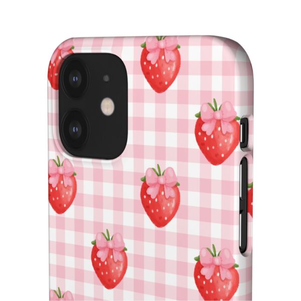 Super Cute Strawberry and Bows Snap Phone Case | Pink Gingham Pattern | Gifts for Her | Summer Accessory - Image 70