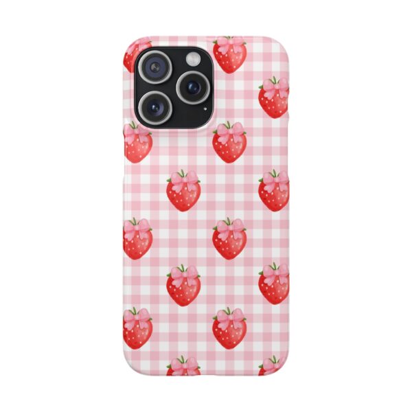 Super Cute Strawberry and Bows Snap Phone Case | Pink Gingham Pattern | Gifts for Her | Summer Accessory - Image 172