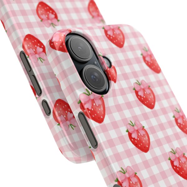 Super Cute Strawberry and Bows Snap Phone Case | Pink Gingham Pattern | Gifts for Her | Summer Accessory - Image 145