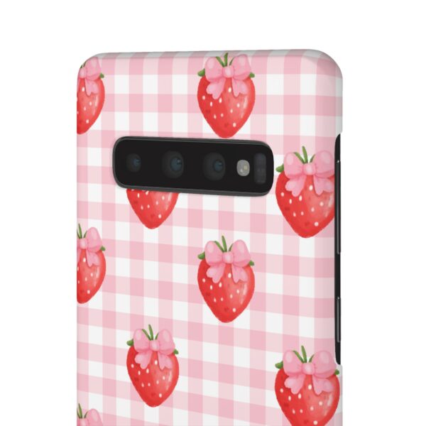Super Cute Strawberry and Bows Snap Phone Case | Pink Gingham Pattern | Gifts for Her | Summer Accessory - Image 38