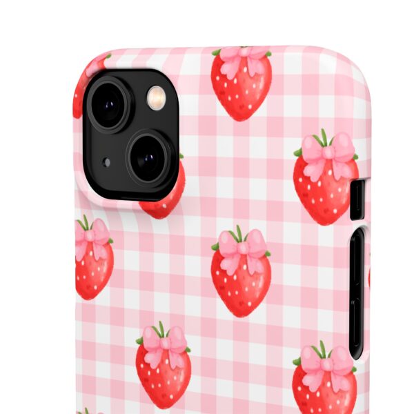 Super Cute Strawberry and Bows Snap Phone Case | Pink Gingham Pattern | Gifts for Her | Summer Accessory - Image 139