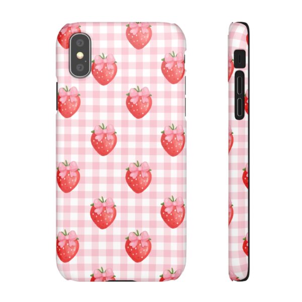 Super Cute Strawberry and Bows Snap Phone Case | Pink Gingham Pattern | Gifts for Her | Summer Accessory - Image 31