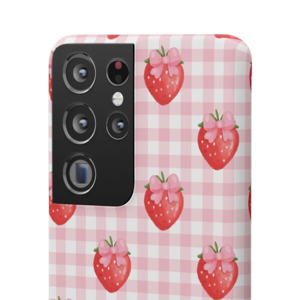 Super Cute Strawberry and Bows Snap Phone Case | Pink Gingham Pattern | Gifts for Her | Summer Accessory - Image 115