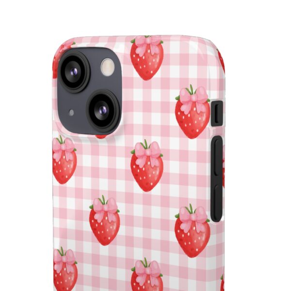 Super Cute Strawberry and Bows Snap Phone Case | Pink Gingham Pattern | Gifts for Her | Summer Accessory - Image 84
