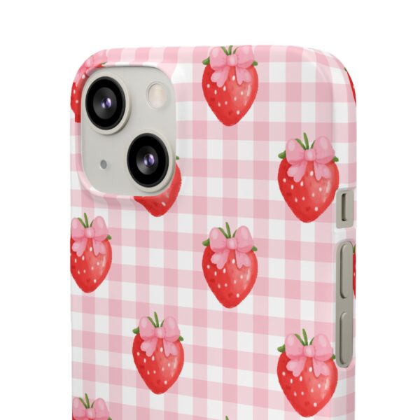 Super Cute Strawberry and Bows Snap Phone Case | Pink Gingham Pattern | Gifts for Her | Summer Accessory - Image 82