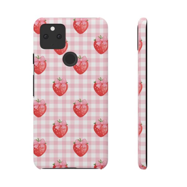 Super Cute Strawberry and Bows Snap Phone Case | Pink Gingham Pattern | Gifts for Her | Summer Accessory - Image 94