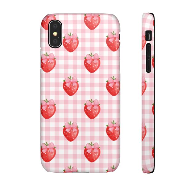 Super Cute Strawberry and Bows Snap Phone Case | Pink Gingham Pattern | Gifts for Her | Summer Accessory - Image 11