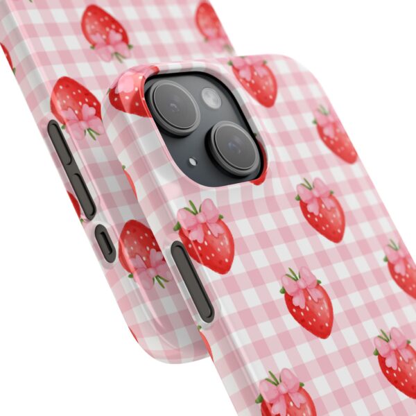 Super Cute Strawberry and Bows Snap Phone Case | Pink Gingham Pattern | Gifts for Her | Summer Accessory - Image 161
