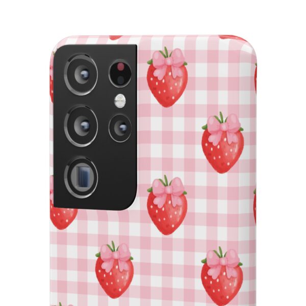 Super Cute Strawberry and Bows Snap Phone Case | Pink Gingham Pattern | Gifts for Her | Summer Accessory - Image 113