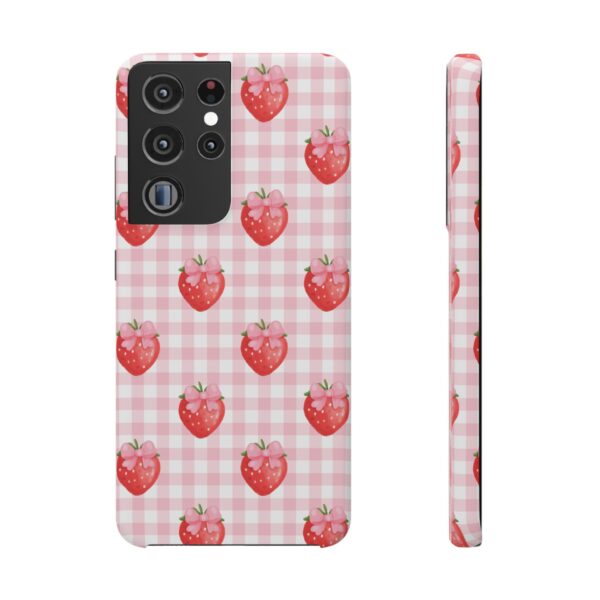 Super Cute Strawberry and Bows Snap Phone Case | Pink Gingham Pattern | Gifts for Her | Summer Accessory - Image 114