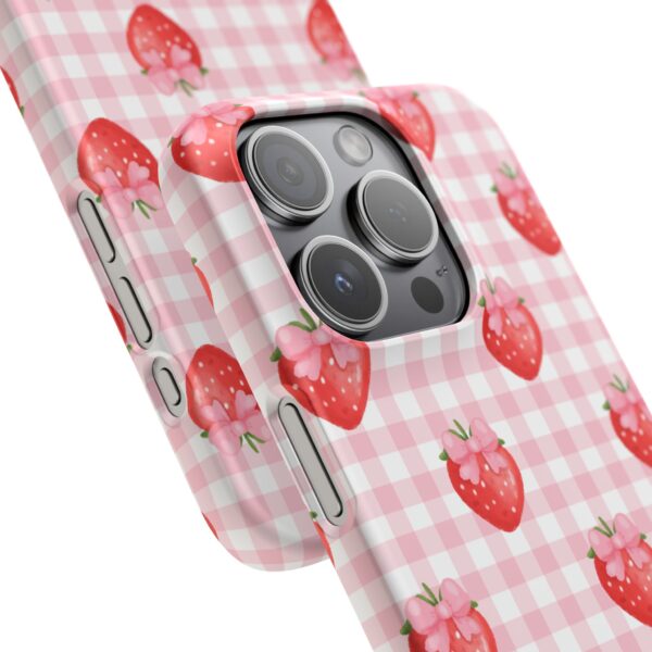 Super Cute Strawberry and Bows Snap Phone Case | Pink Gingham Pattern | Gifts for Her | Summer Accessory - Image 167