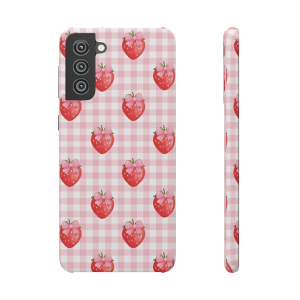 Super Cute Strawberry and Bows Snap Phone Case | Pink Gingham Pattern | Gifts for Her | Summer Accessory - Image 110