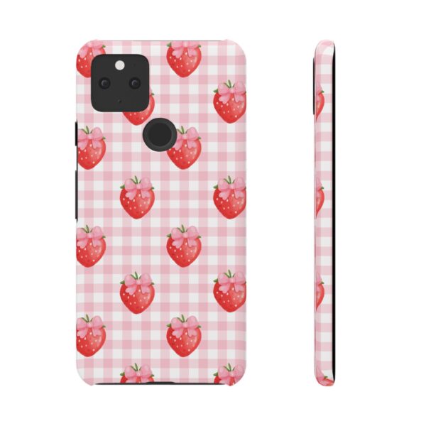 Super Cute Strawberry and Bows Snap Phone Case | Pink Gingham Pattern | Gifts for Her | Summer Accessory - Image 92