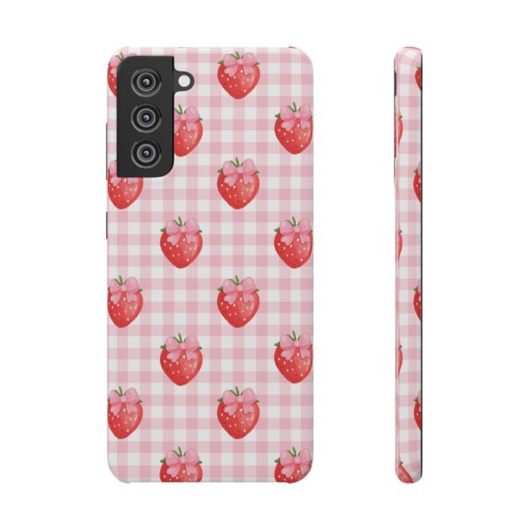 Super Cute Strawberry and Bows Snap Phone Case | Pink Gingham Pattern | Gifts for Her | Summer Accessory - Image 106
