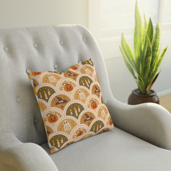 Cozy Reversible Halloween Throw Pillow for Autumn | Pumpkin and Ghost Design - Image 3