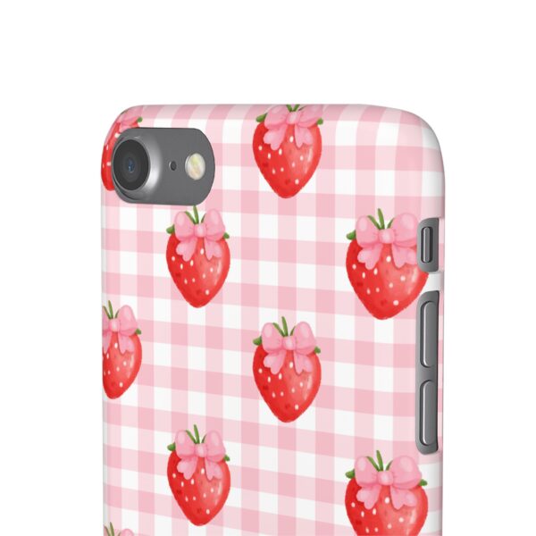 Super Cute Strawberry and Bows Snap Phone Case | Pink Gingham Pattern | Gifts for Her | Summer Accessory - Image 16