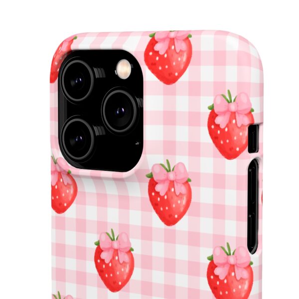 Super Cute Strawberry and Bows Snap Phone Case | Pink Gingham Pattern | Gifts for Her | Summer Accessory - Image 143