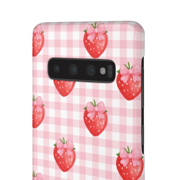 Super Cute Strawberry and Bows Snap Phone Case | Pink Gingham Pattern | Gifts for Her | Summer Accessory - Image 36
