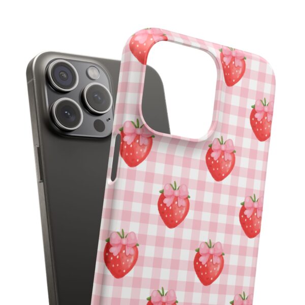 Super Cute Strawberry and Bows Snap Phone Case | Pink Gingham Pattern | Gifts for Her | Summer Accessory - Image 176