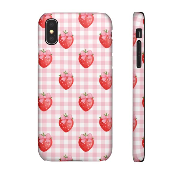 Super Cute Strawberry and Bows Snap Phone Case | Pink Gingham Pattern | Gifts for Her | Summer Accessory - Image 13