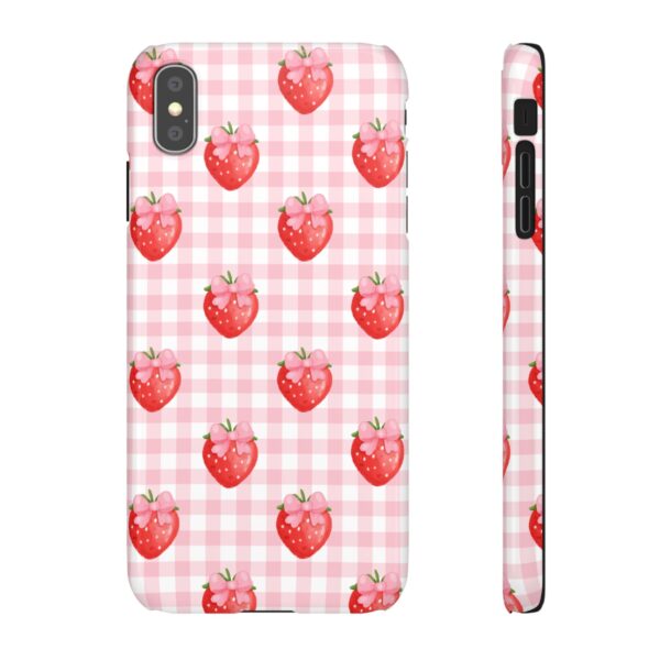 Super Cute Strawberry and Bows Snap Phone Case | Pink Gingham Pattern | Gifts for Her | Summer Accessory - Image 27