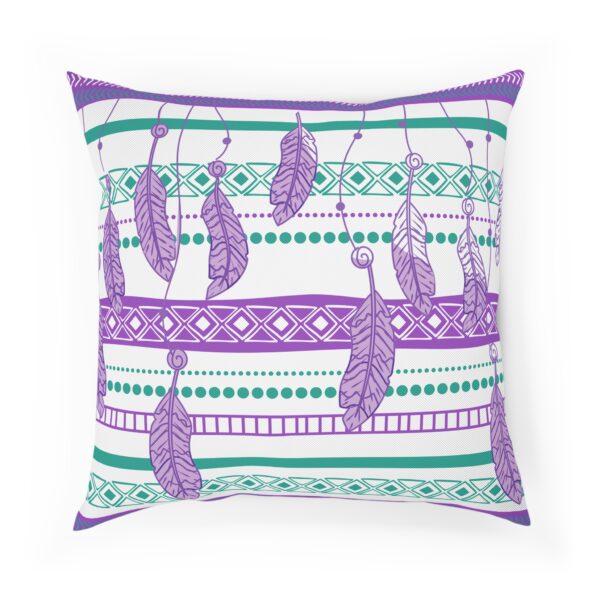 Boho Geometric Throw Pillow With Feathers | Stylish Home Decor - Image 3
