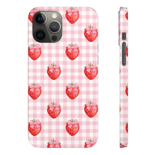 Super Cute Strawberry and Bows Snap Phone Case | Pink Gingham Pattern | Gifts for Her | Summer Accessory - Image 77
