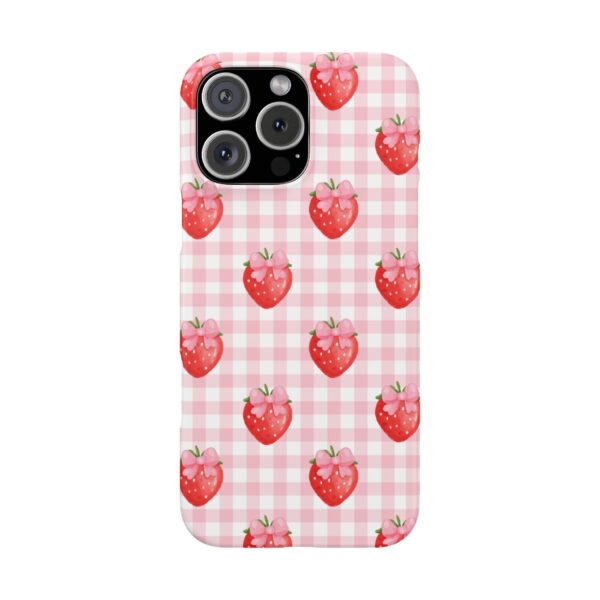 Super Cute Strawberry and Bows Snap Phone Case | Pink Gingham Pattern | Gifts for Her | Summer Accessory - Image 158